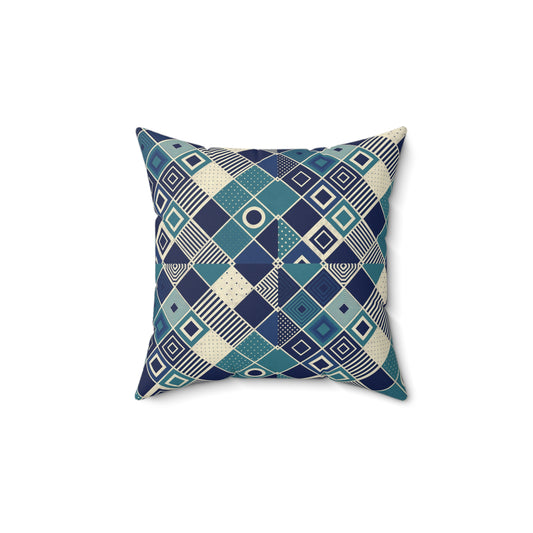 Blue Patterned Square Pillow