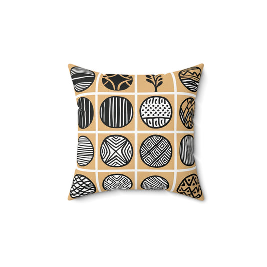 Black and Yellow Spun Polyester Square Pillow