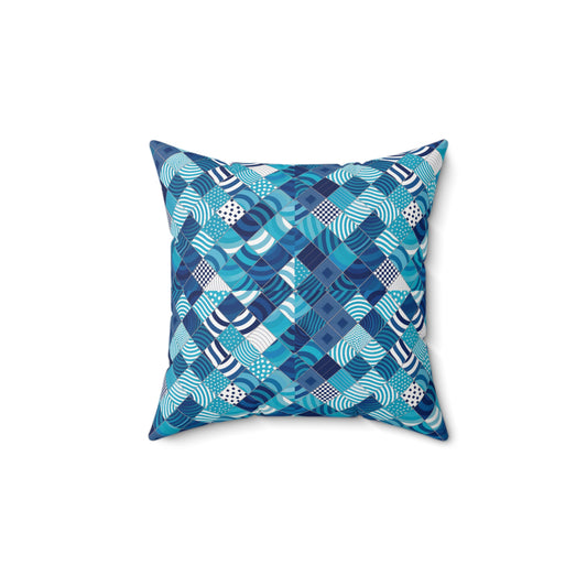 Blue Patterned Square Pillow