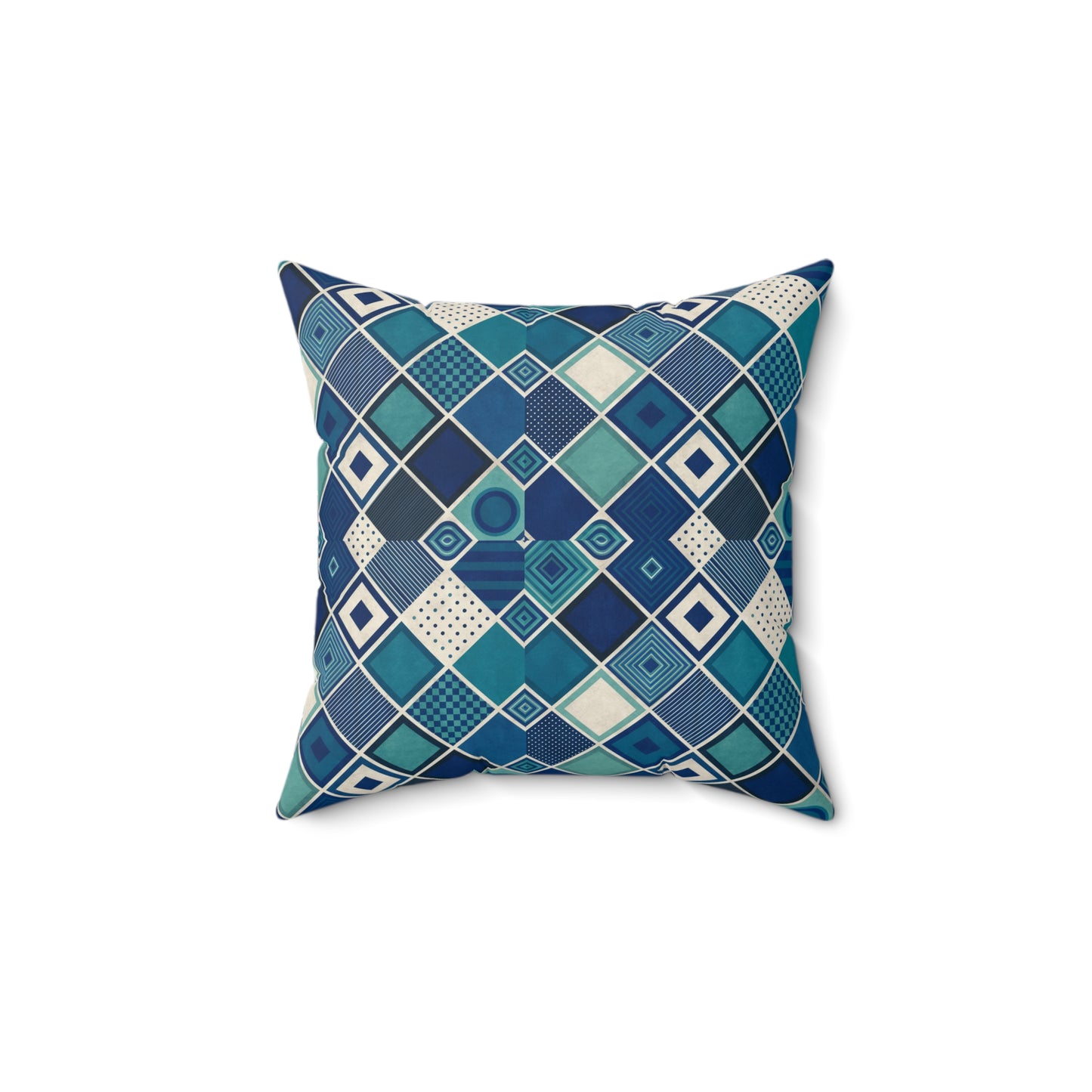 Blue Patterned Square Pillow