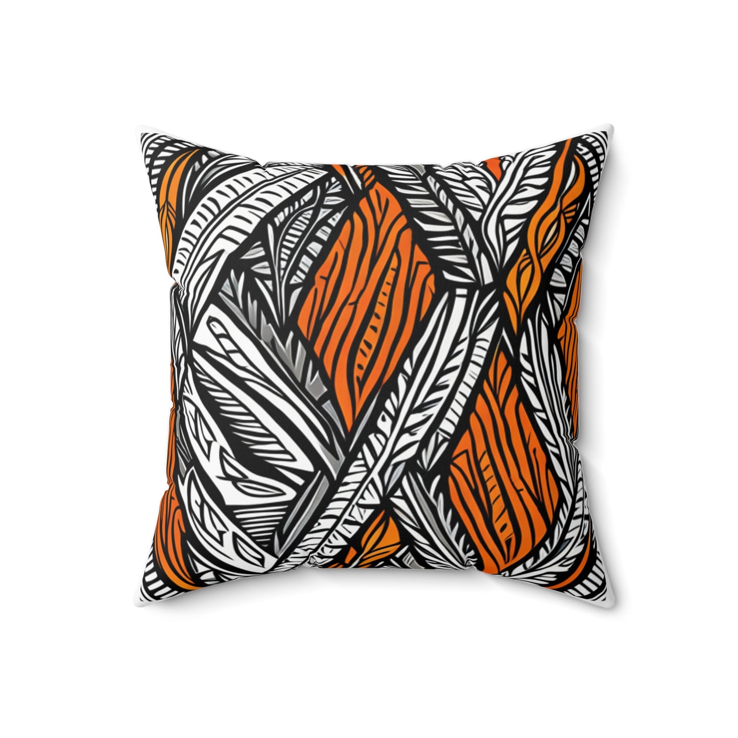 White and Grey Spun Polyester Square Pillow