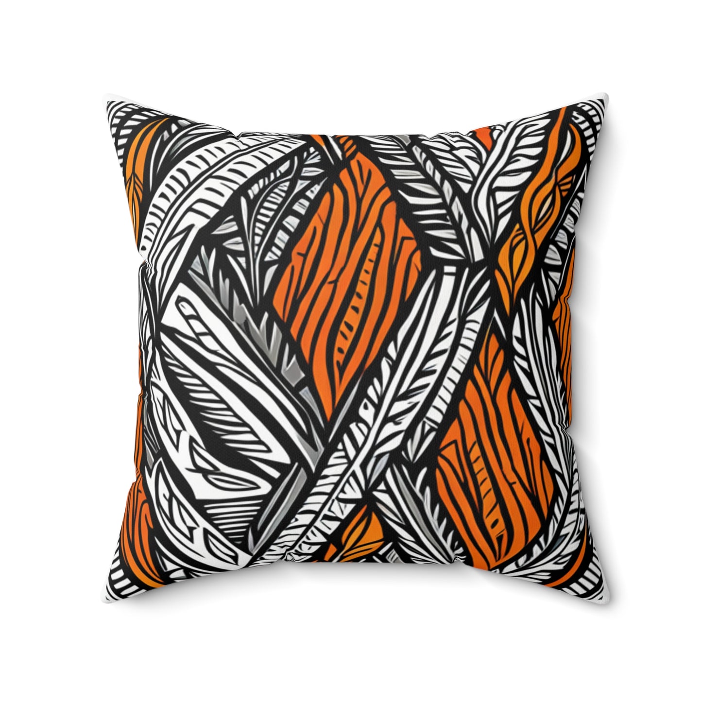 White and Grey Spun Polyester Square Pillow