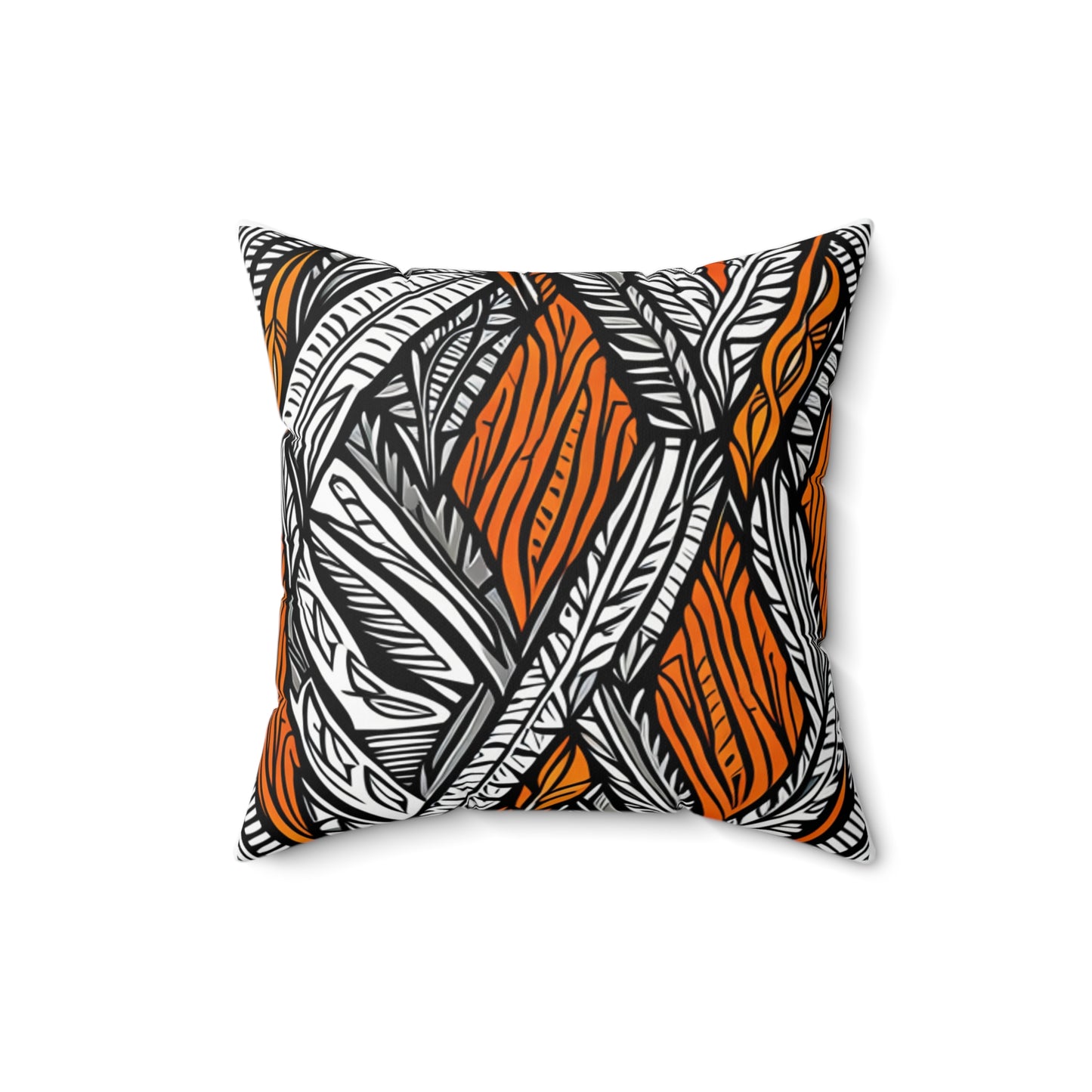 White and Grey Spun Polyester Square Pillow